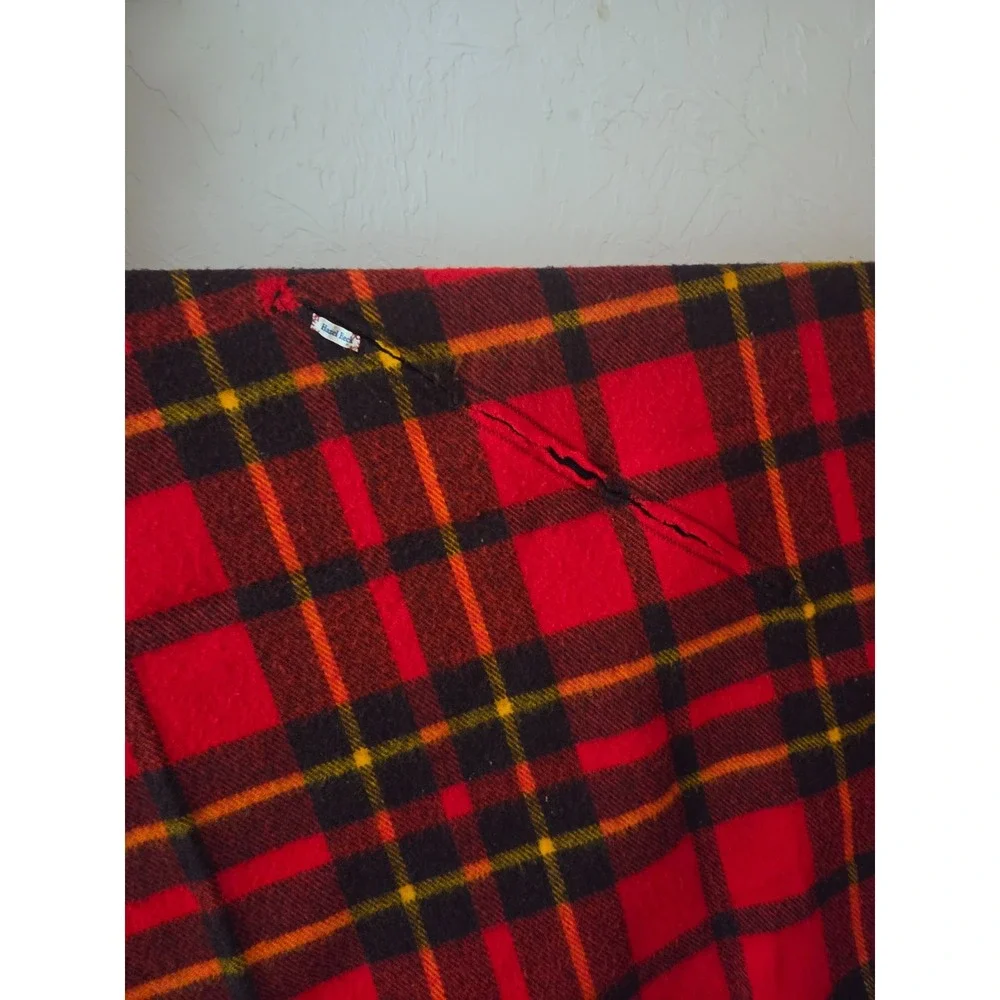 vintage Faribo red plaid blanket by Faribault Woolen Mill Co.